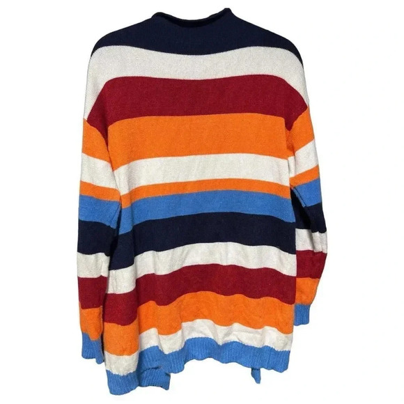 HZSONNE Women's Casual Cardigan Size Medium Color Block Boho Rainbow Stripe - Picture 3 of 6